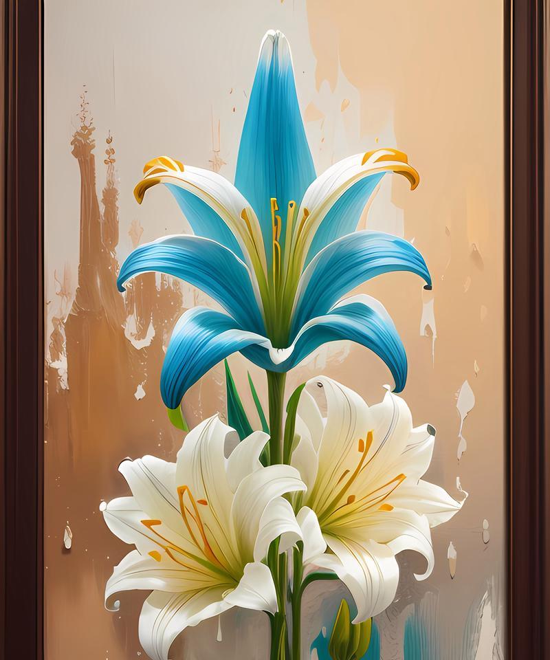 百合花的色彩魅力——填色油画的艺术表达（以色彩为主题，展现百合花的绚丽之美）-第1张图片-绿意生活