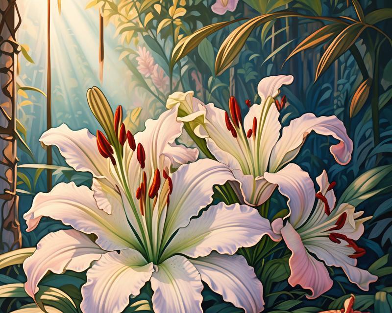 百合花的色彩魅力——填色油画的艺术表达（以色彩为主题，展现百合花的绚丽之美）-第3张图片-绿意生活